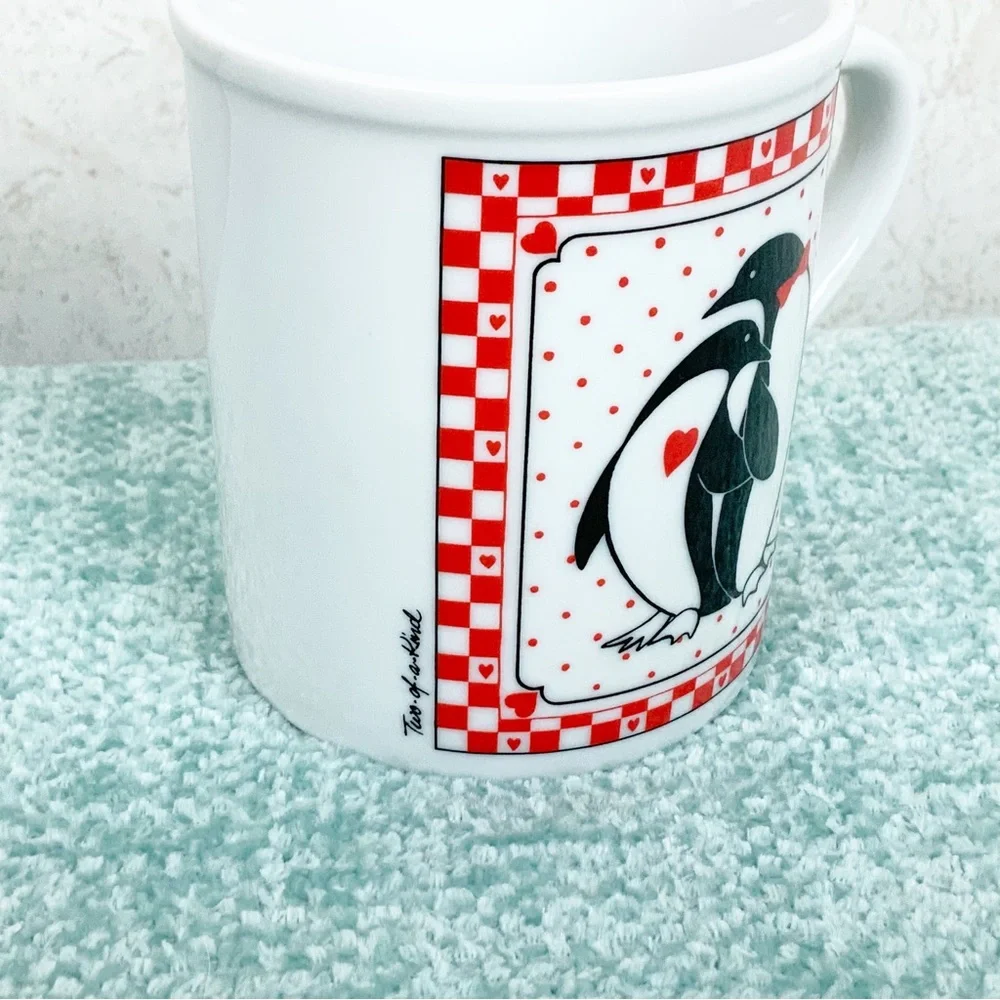 Vintage Papel Penguins Hearts Two Of A Kind Mug Cup Japan - Picture 2 of 7